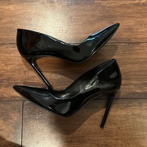 Black patent leather heels
